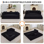 Divano letto futon senza braccioli in velluto a coste da 78.7, 4-in-1, divanetto pieghevole da pavimento con cuscini (senza montaggio)