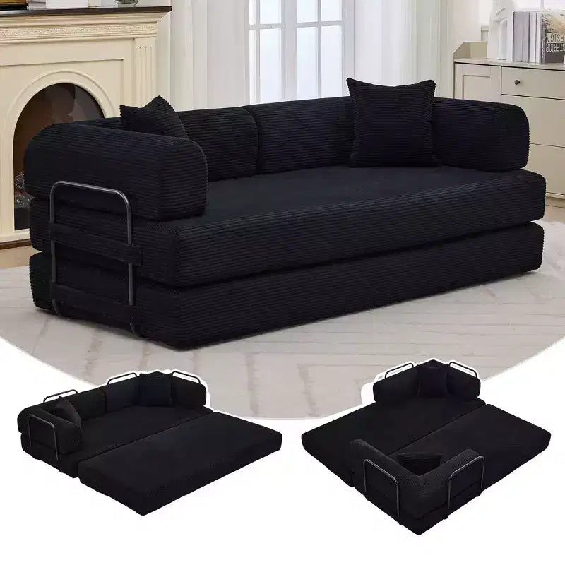 Divano letto futon senza braccioli in velluto a coste da 78.7, 4-in-1, divanetto pieghevole da pavimento con cuscini (senza montaggio)