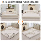 Divano letto futon senza braccioli in velluto a coste da 78.7, 4-in-1, divanetto pieghevole da pavimento con cuscini (senza montaggio)