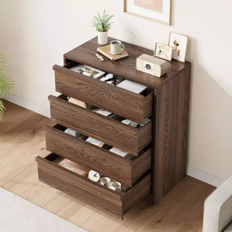 Comodino con 4 cassetti, tavolino da letto alto 39 pollici con ampio spazio, organizer stretto antiribaltamento per camera da letto, soggiorno e ingresso
