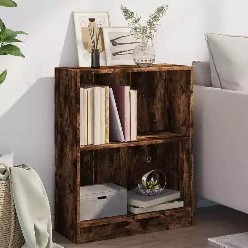 Kompaktes Bücherregal aus Holzwerkstoff in Räuchereiche