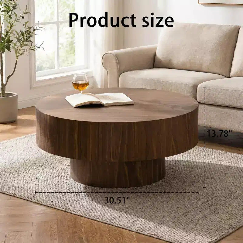 Runder Couchtisch aus Holz, 30.51 Zoll, für das Wohnzimmer, Walnuss, geeignet für Schlafzimmer, Wohnzimmer und Büro