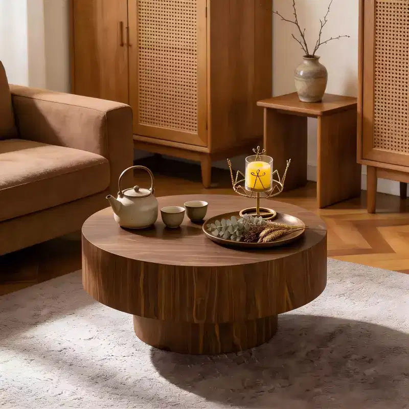 Runder Couchtisch aus Holz, 30.51 Zoll, für das Wohnzimmer, Walnuss, geeignet für Schlafzimmer, Wohnzimmer und Büro