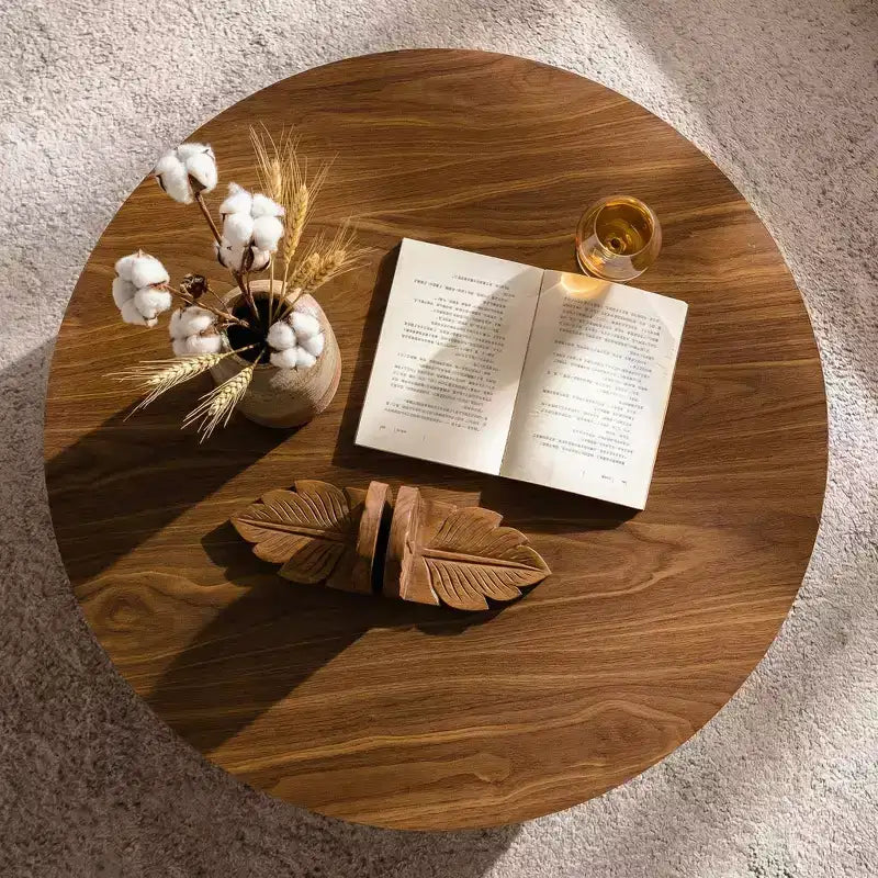 Runder Couchtisch aus Holz, 30.51 Zoll, für das Wohnzimmer, Walnuss, geeignet für Schlafzimmer, Wohnzimmer und Büro