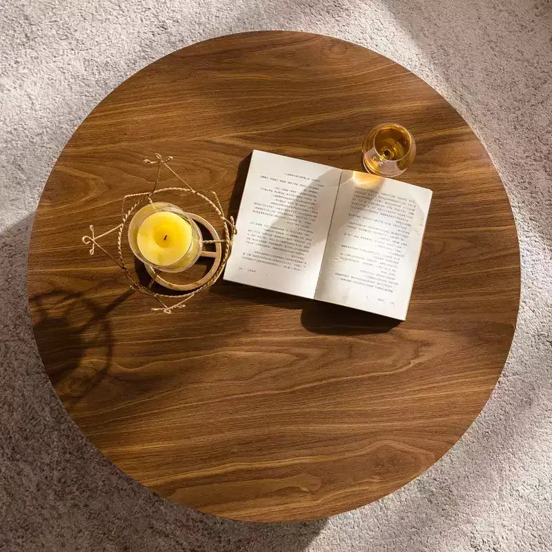Runder Couchtisch aus Holz, 30.51 Zoll, für das Wohnzimmer, Walnuss, geeignet für Schlafzimmer, Wohnzimmer und Büro