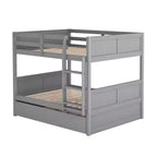 Stapelbed voor een tweepersoonsbed met onderschuifbed voor een eenpersoonsbed, ladder, eenvoudig te monteren, grijs