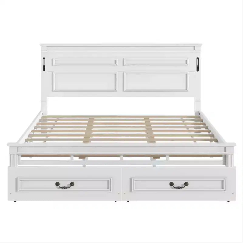 Bed met 2 opbergladen, ingebouwde ledverlichting en usb-oplaadstation