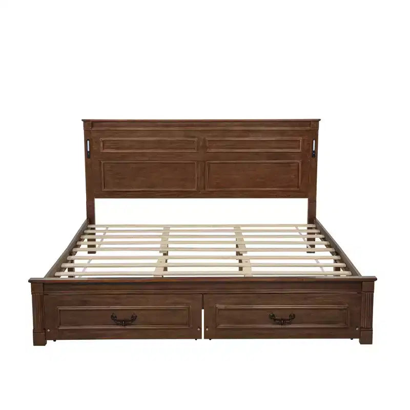 Bed met 2 opbergladen, ingebouwde ledverlichting en usb-oplaadstation