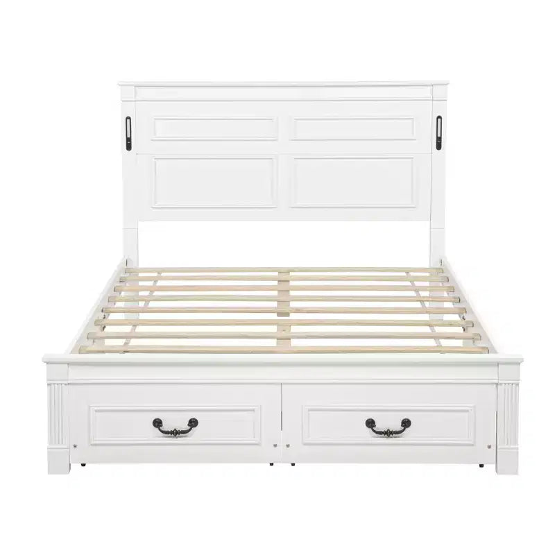Bed met 2 opbergladen, ingebouwde ledverlichting en usb-oplaadstation