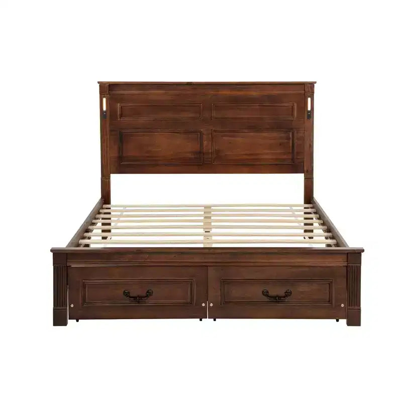 Bed met 2 opbergladen, ingebouwde ledverlichting en usb-oplaadstation