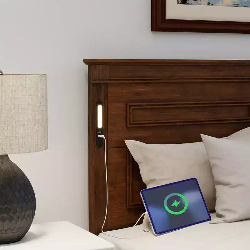 Bed met 2 opbergladen, ingebouwde ledverlichting en usb-oplaadstation