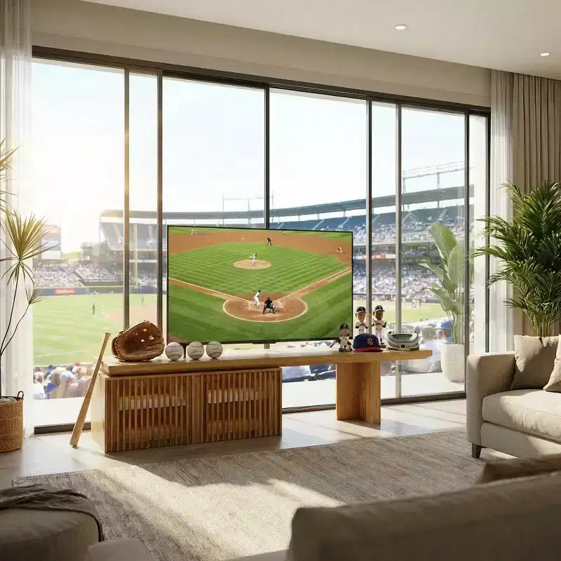 Meuble multimédia TV extensible (78.7-110), centre de divertissement moderne avec rangement pour téléviseurs de 55+ pouces, naturel