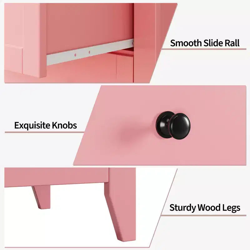 Cassettiera alta 42,5 pollici con 5 cassetti per camera da letto, mobile contenitore in legno con cassetti profondi 11,9 pollici e pomelli metallici dorati, ideale per ingresso o corridoio
