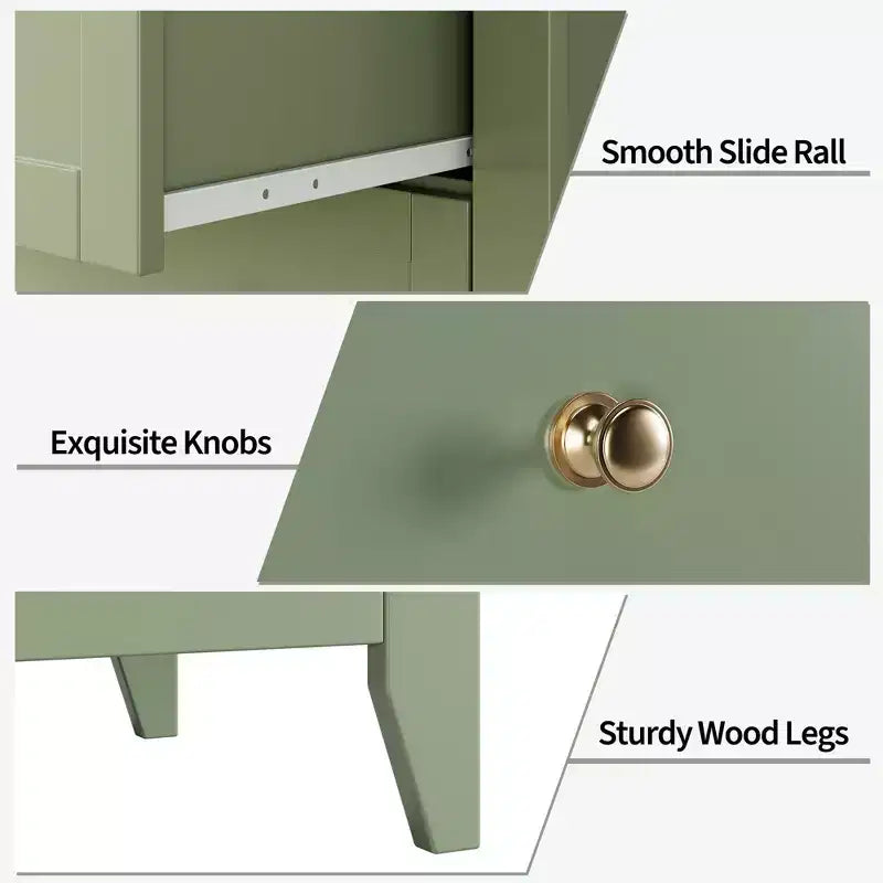 Cassettiera alta 42,5 pollici con 5 cassetti per camera da letto, mobile contenitore in legno con cassetti profondi 11,9 pollici e pomelli metallici dorati, ideale per ingresso o corridoio