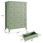 Cassettiera alta 42,5 pollici con 5 cassetti per camera da letto, mobile contenitore in legno con cassetti profondi 11,9 pollici e pomelli metallici dorati, ideale per ingresso o corridoio