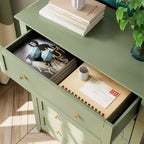 Cassettiera alta 42,5 pollici con 5 cassetti per camera da letto, mobile contenitore in legno con cassetti profondi 11,9 pollici e pomelli metallici dorati, ideale per ingresso o corridoio