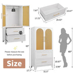 Armadio con cassetti e asta appendiabiti in rattan bianco/nero – Singolo