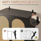 Armadio con cassetti e asta appendiabiti in rattan bianco/nero – Singolo