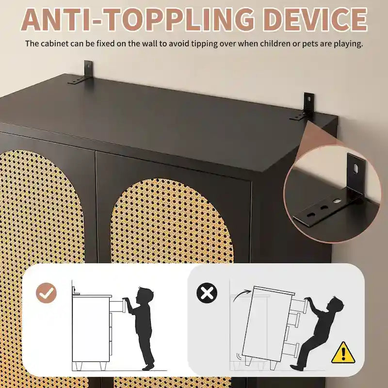 Armadio con cassetti e asta appendiabiti in rattan bianco/nero – Singolo