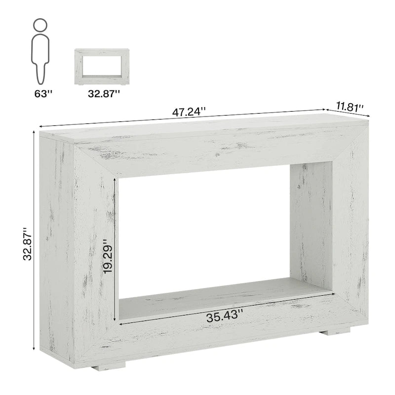 Tavolino Consolle Stretto Stile Rustico con Ripiano Aperto – Grigio/Marrone/Nero/Bianco/Naturale