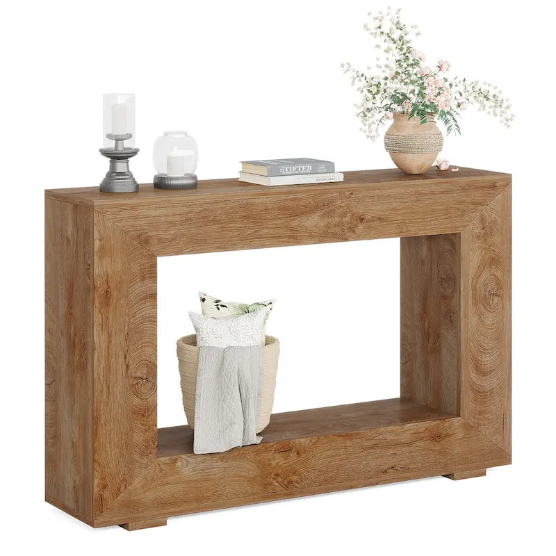 Tavolino Consolle Stretto Stile Rustico con Ripiano Aperto – Grigio/Marrone/Nero/Bianco/Naturale