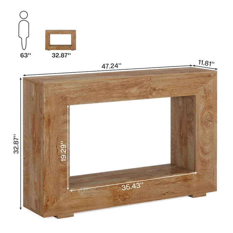 Tavolino Consolle Stretto Stile Rustico con Ripiano Aperto – Grigio/Marrone/Nero/Bianco/Naturale