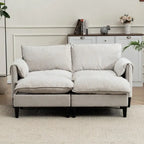 Divano Modulare Convertibile, 2 Posti con Pouf Contenitore (Blu/Grigio/Beige)