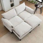 Divano Modulare Convertibile, 2 Posti con Pouf Contenitore (Blu/Grigio/Beige)