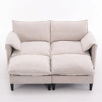 Divano Modulare Convertibile, 2 Posti con Pouf Contenitore (Blu/Grigio/Beige)