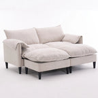 Divano Modulare Convertibile, 2 Posti con Pouf Contenitore (Blu/Grigio/Beige)