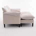 Divano Modulare Convertibile, 2 Posti con Pouf Contenitore (Blu/Grigio/Beige)