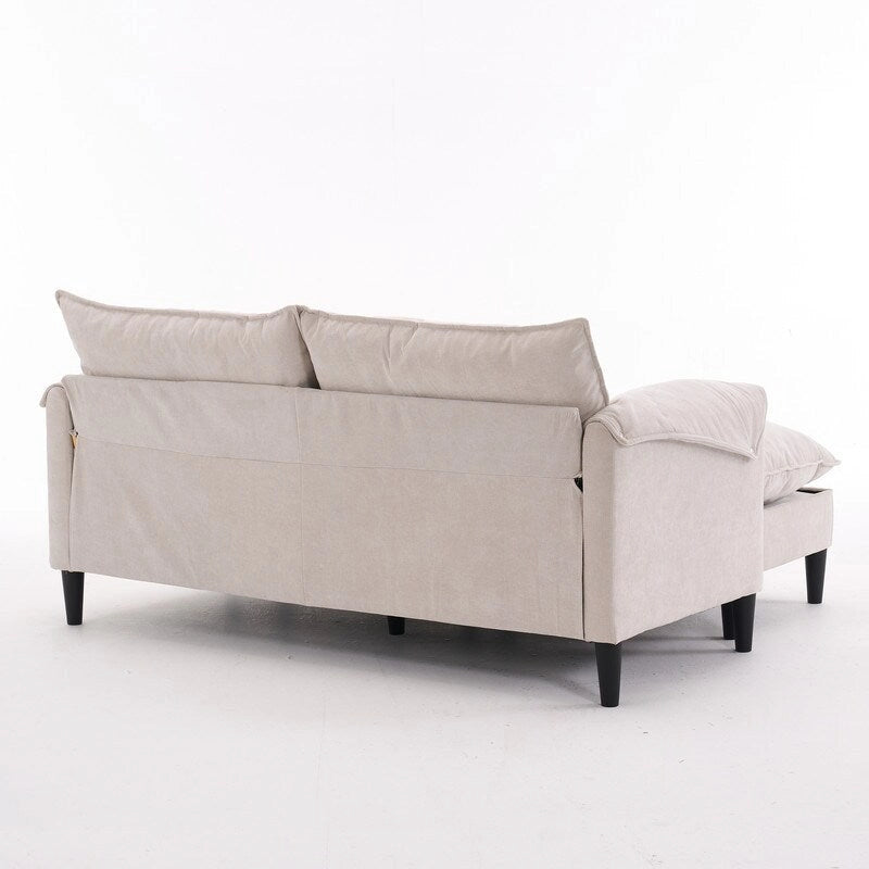 Divano Modulare Convertibile, 2 Posti con Pouf Contenitore (Blu/Grigio/Beige)