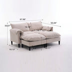 Divano Modulare Convertibile, 2 Posti con Pouf Contenitore (Blu/Grigio/Beige)