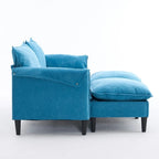 Divano Modulare Convertibile, 2 Posti con Pouf Contenitore (Blu/Grigio/Beige)