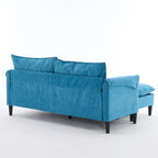 Divano Modulare Convertibile, 2 Posti con Pouf Contenitore (Blu/Grigio/Beige)