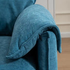 Divano Modulare Convertibile, 2 Posti con Pouf Contenitore (Blu/Grigio/Beige)