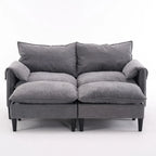 Divano Modulare Convertibile, 2 Posti con Pouf Contenitore (Blu/Grigio/Beige)