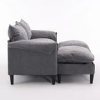Divano Modulare Convertibile, 2 Posti con Pouf Contenitore (Blu/Grigio/Beige)