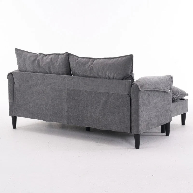 Divano Modulare Convertibile, 2 Posti con Pouf Contenitore (Blu/Grigio/Beige)