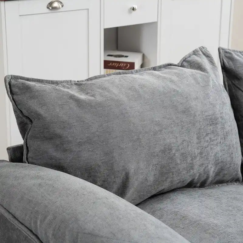 Divano Modulare Convertibile, 2 Posti con Pouf Contenitore (Blu/Grigio/Beige)