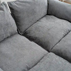 Divano Modulare Convertibile, 2 Posti con Pouf Contenitore (Blu/Grigio/Beige)