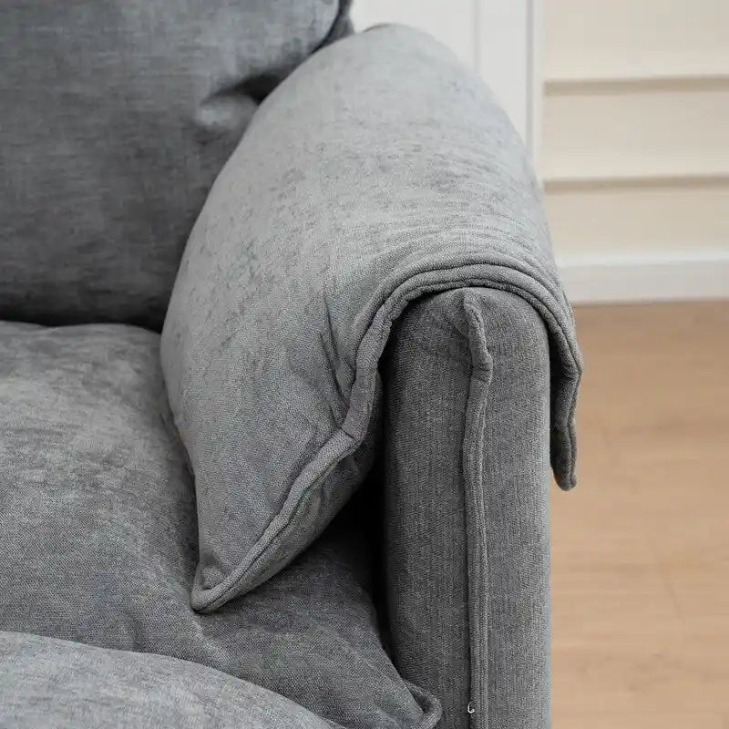 Divano Modulare Convertibile, 2 Posti con Pouf Contenitore (Blu/Grigio/Beige)