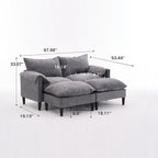 Divano Modulare Convertibile, 2 Posti con Pouf Contenitore (Blu/Grigio/Beige)