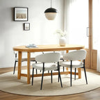 Tavolo da pranzo ovale in rovere bianco/nero con gambe oblique, 6 posti a sedere