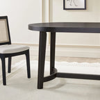 Tavolo da pranzo ovale in rovere bianco/nero con gambe oblique, 6 posti a sedere