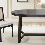 Tavolo da pranzo ovale in rovere bianco/nero con gambe oblique, 6 posti a sedere