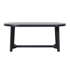 Tavolo da pranzo ovale in rovere bianco/nero con gambe oblique, 6 posti a sedere