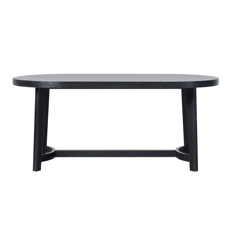 Tavolo da pranzo ovale in rovere bianco/nero con gambe oblique, 6 posti a sedere