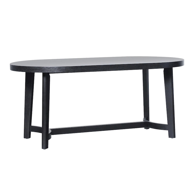 Tavolo da pranzo ovale in rovere bianco/nero con gambe oblique, 6 posti a sedere
