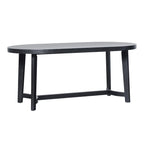 Tavolo da pranzo ovale in rovere bianco/nero con gambe oblique, 6 posti a sedere